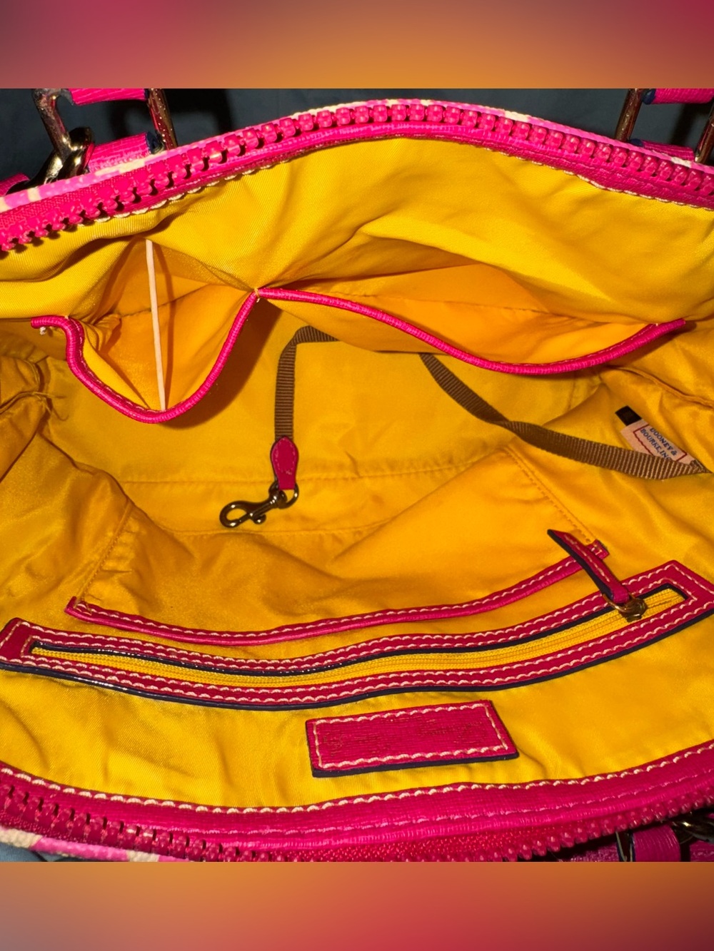 Dooney & Bourke Pink & Ivory Monogram Sanibel Dome Satchel - Picture 12 of 16